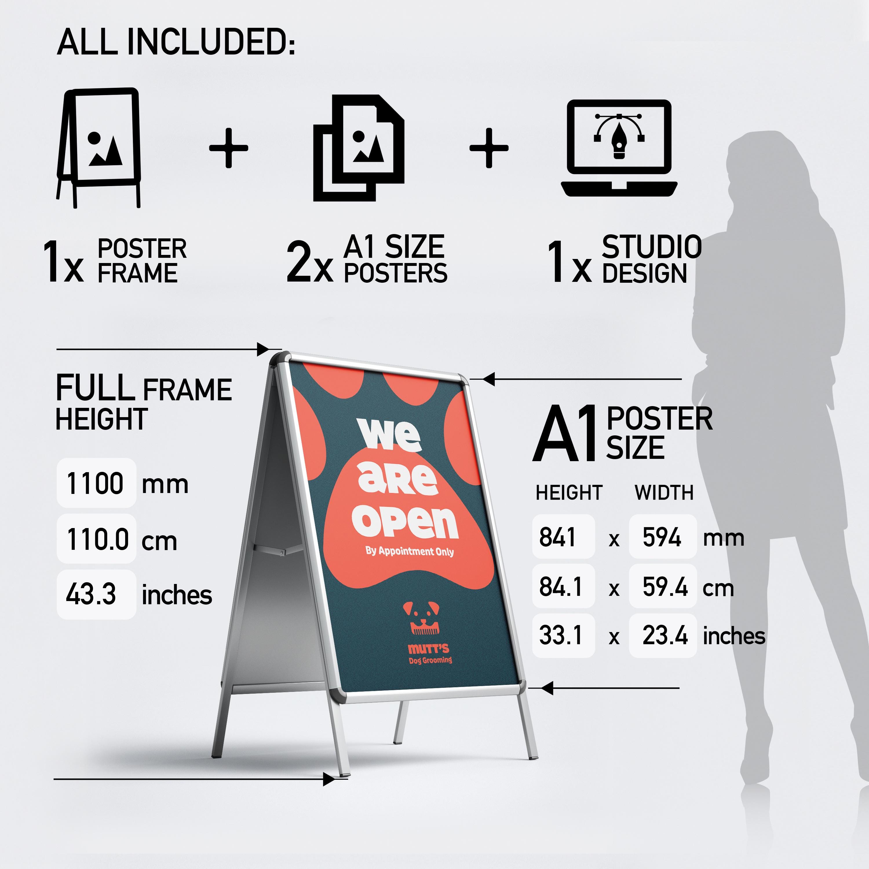 A1 Pavement Sign: Silver Aluminum Frame With Custom Design - Etsy