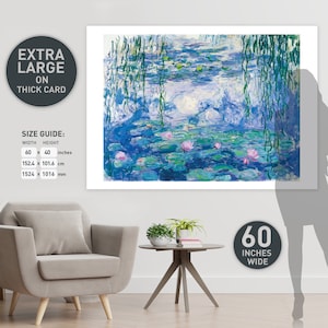 Claude Monet-poster. Monet, Waterlelies (Nymphéas) - 1919, Giverny, Frankrijk. 60 inch posterprint op 275gsm zijden kunstkaart.