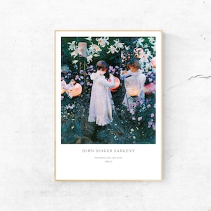 Clavel, lirio, lirio y rosa de John Singer Sargent, impresión en póster. Reproducción profesional, calidad de museo, con colores mejorados.