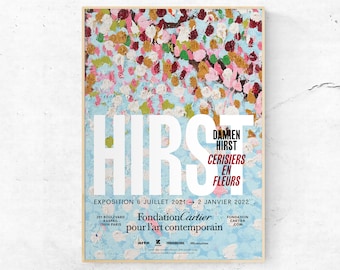 Damien Hirst, Cherry Blossom, Parijs tentoonstellingsposter. Beperkte editie, ontwerp van origineel kunstwerk. A4-formaat op 275 gsm zijdekunst.