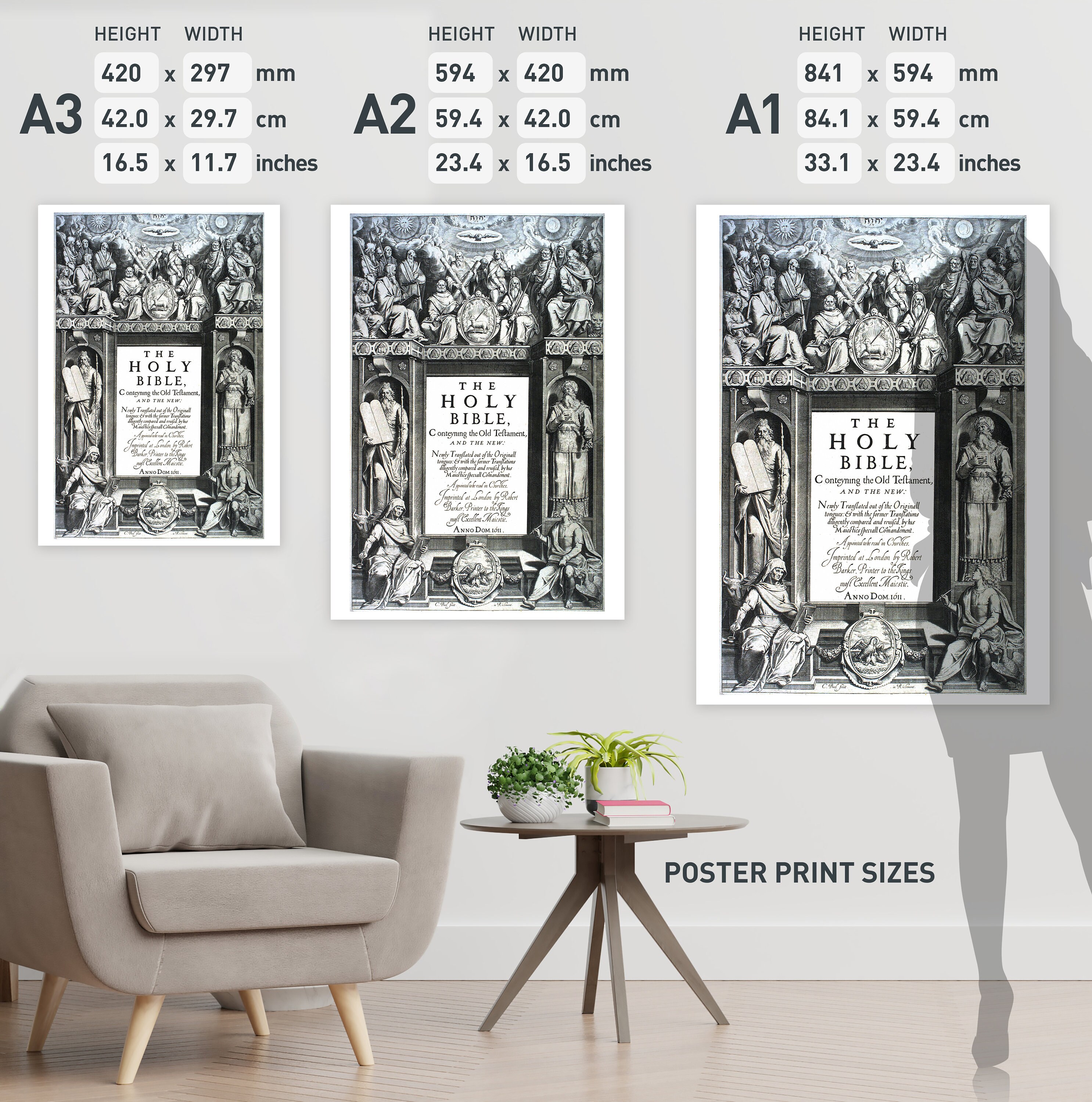 1611年欽定訳聖書の口絵ポスター：強化カラー、美術館品質 - Etsy 日本