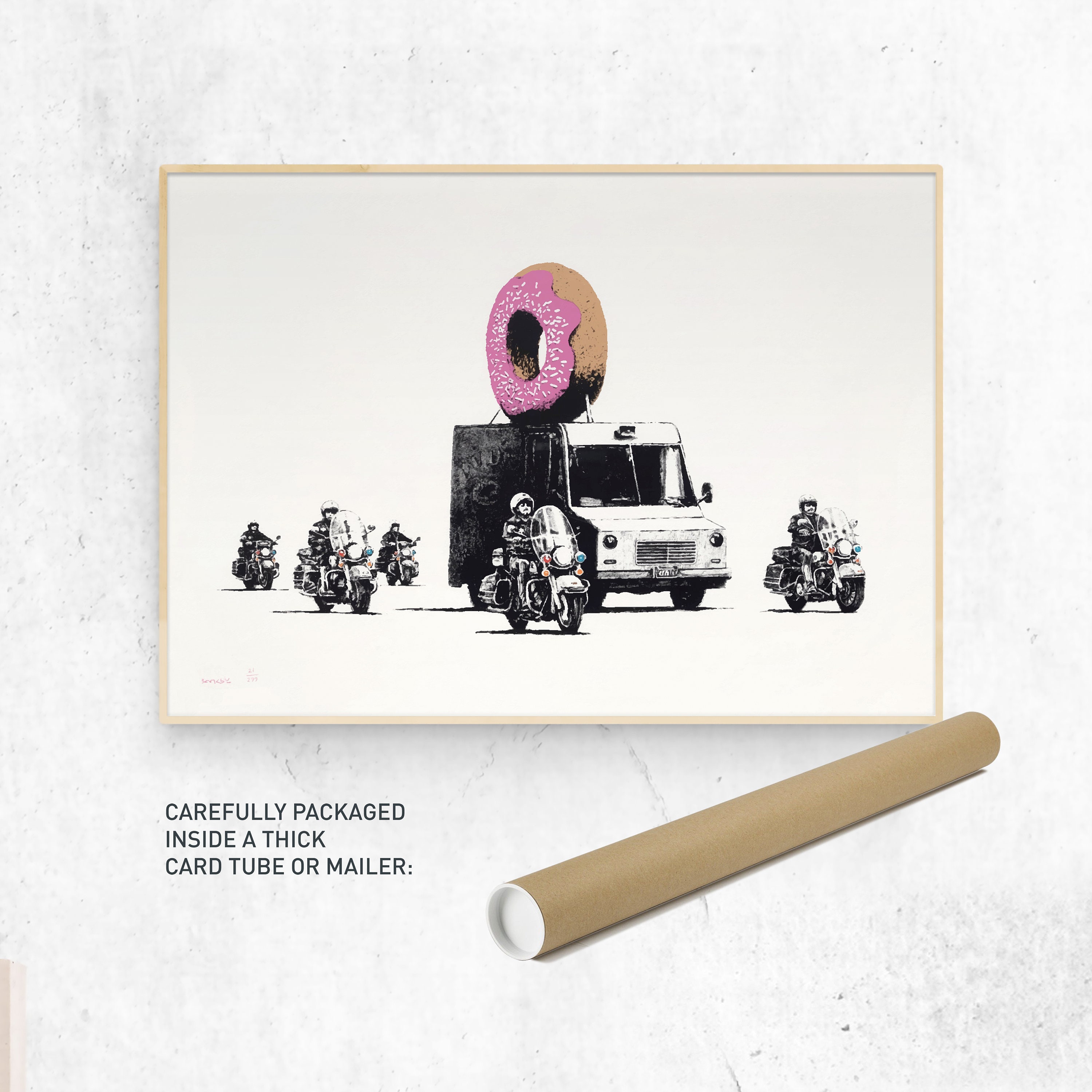 バンクシーのストロベリードーナツプリント：サイン＆ナンバー入り