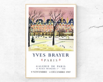 Yves Brayer, Place des Vosges, Parijs – 1965 tentoonstellingsposterafdruk. Professioneel gereproduceerd, museumkwaliteit, met verbeterde kleuren.