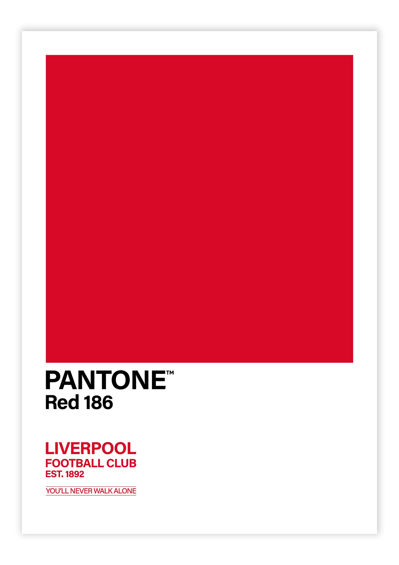 Liverpool FC print. Liverpool red Pantone 186. In A3 A2 or Etsy