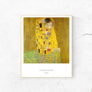 The Kiss by Gustav Klimt. Romantic kiss gift.