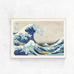 Hokusai, Die Große Welle – 1830, Japan. Poster-Kunstdruck in Museumsqualität mit verstärkten Farben. Vintage japanischer Kunstdruck. A4 Größe.