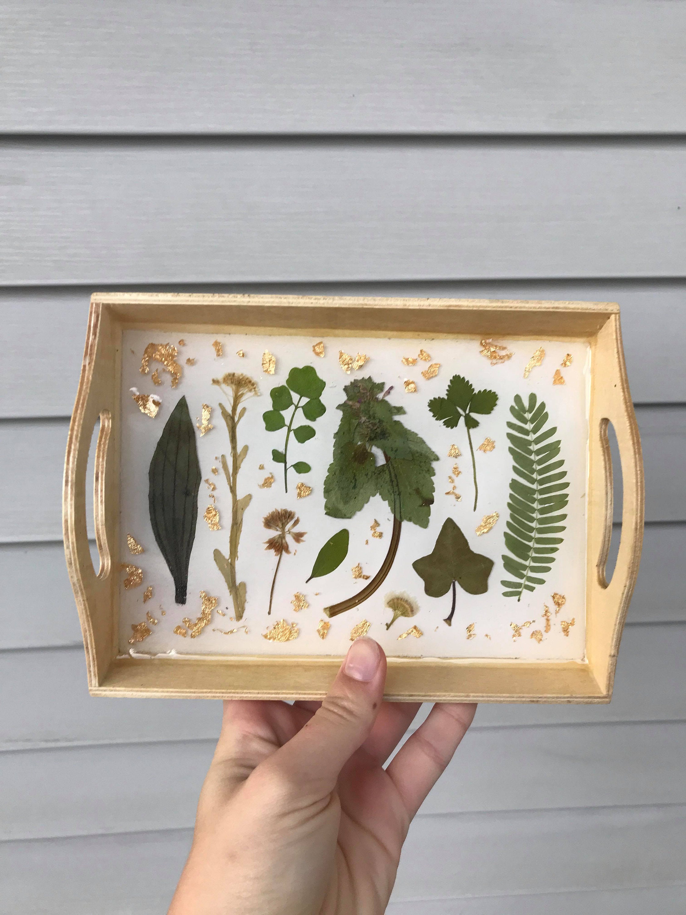Mini Dried Flower Tray Wooden Nature Tray Resin Flower Etsy