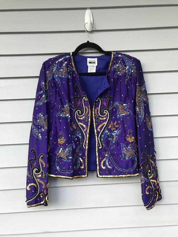 Beaded Formal Jacket, Rave Jacket, Purple Beaded J