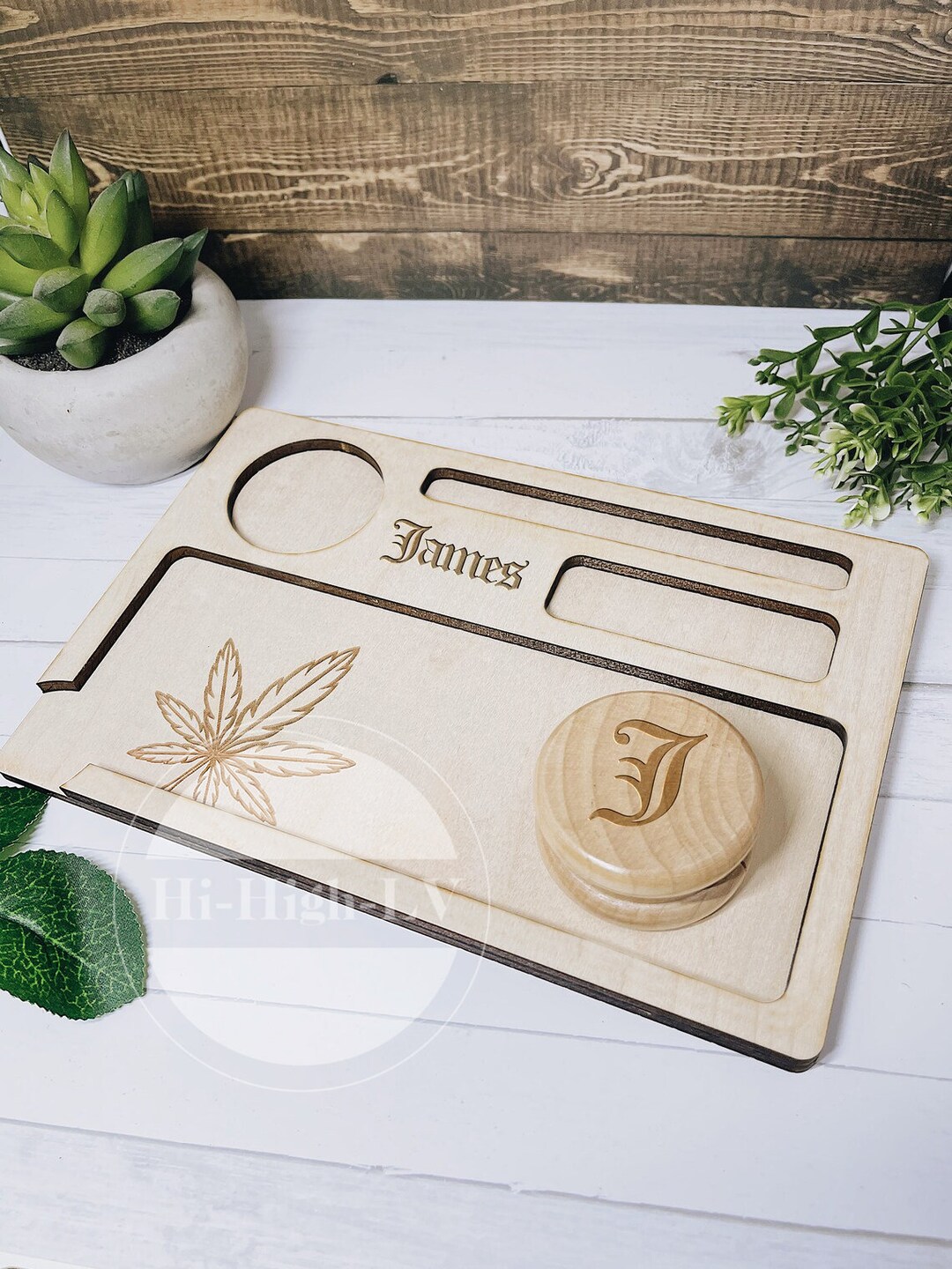 Personalized Rolling Tray With Wooden Grinder Set Customized Weed Tray Marijuana Weed Tray and
