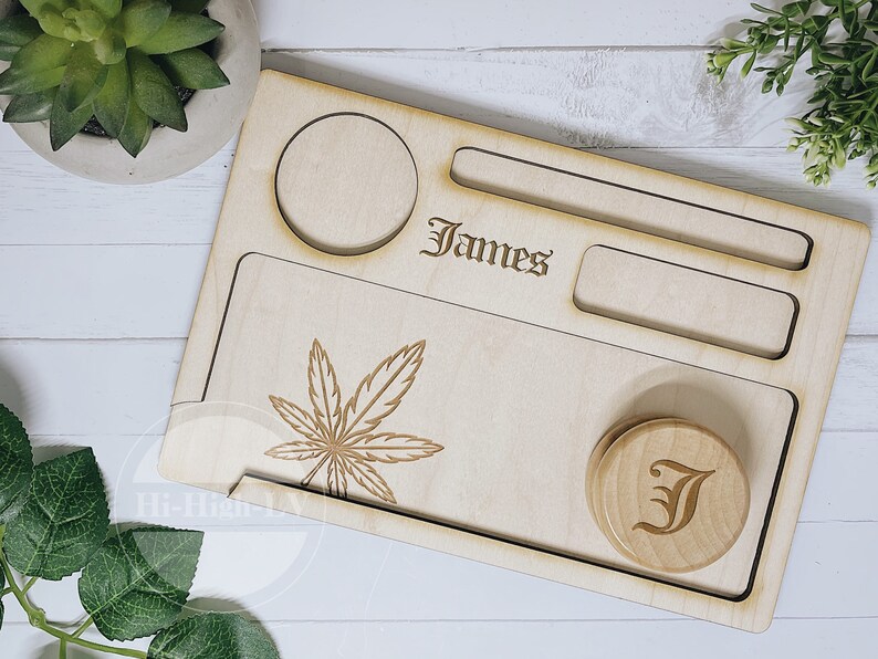 Personalized Rolling Tray With Wooden Grinder Set Customized Etsy
