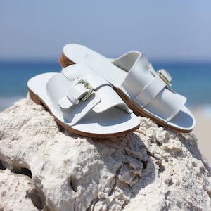 Leather Sandal with Buckle White Leather Sandal Black Leather Sandal Women Sandal Brown Leather Sandal Green Sandal Summer Shoe White