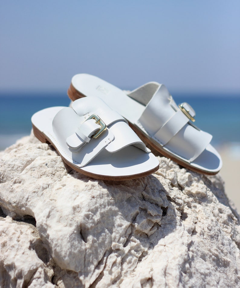 Leather Sandal with Buckle White Leather Sandal Black Leather Sandal Women Sandal Brown Leather Sandal Green Sandal Summer Shoe White