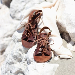 Brown Leather Sandals, Handmade Greek Sandals, Lace Up Flat Sandal, Handmade Sandals, Tan Sandals, Black Sandals, White Sandals Tan