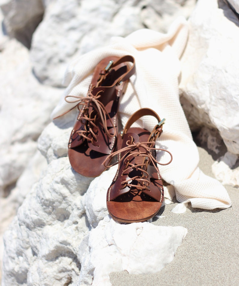 Brown Leather Sandals, Handmade Greek Sandals, Lace Up Flat Sandal, Handmade Sandals, Tan Sandals, Black Sandals, White Sandals Tan