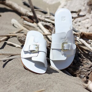 Leather Sandal with Buckle White Leather Sandal Black Leather Sandal Women Sandal Brown Leather Sandal Green Sandal Summer Shoe image 2