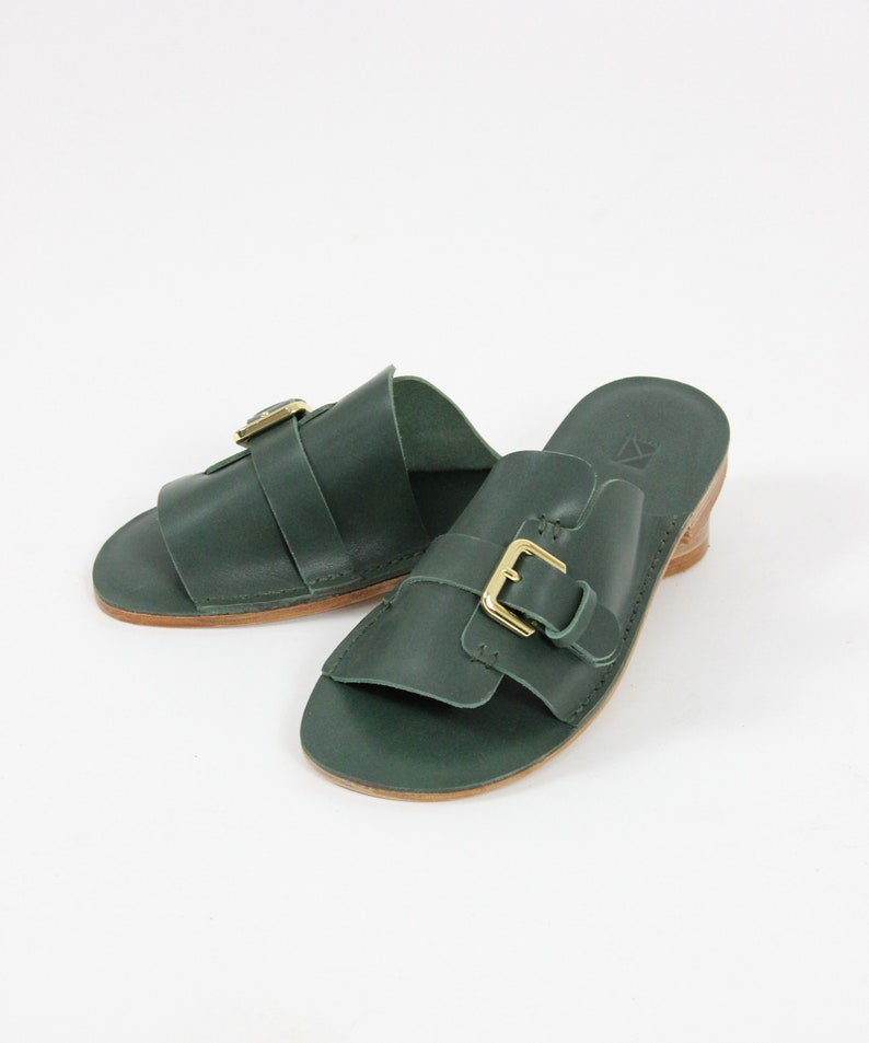 Leather Sandal with Buckle White Leather Sandal Black Leather Sandal Women Sandal Brown Leather Sandal Green Sandal Summer Shoe Green