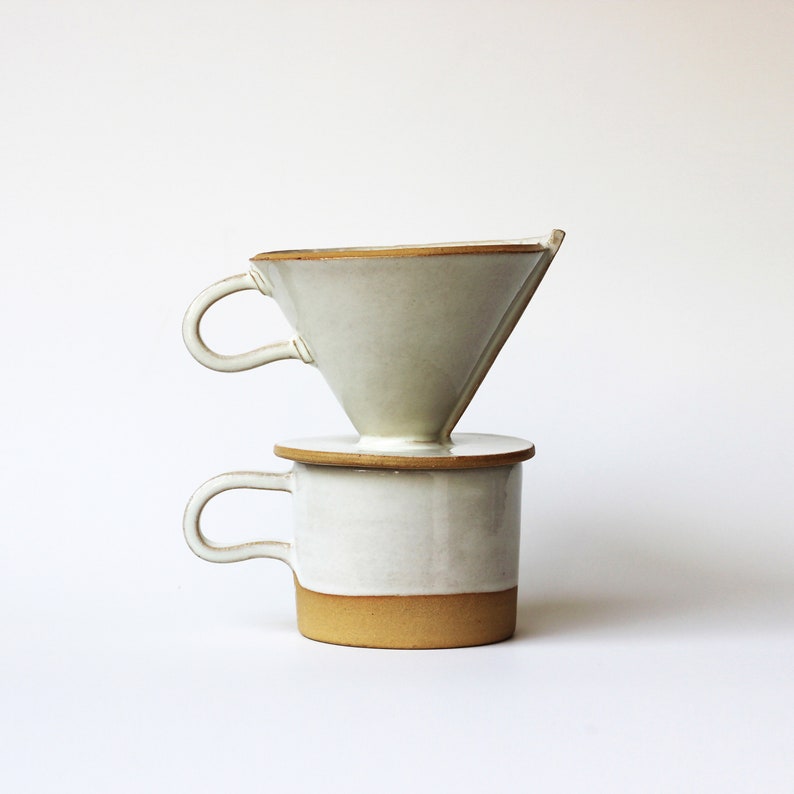 Ceramic coffee dripper/pour overcoffee mug-V60 coffee White