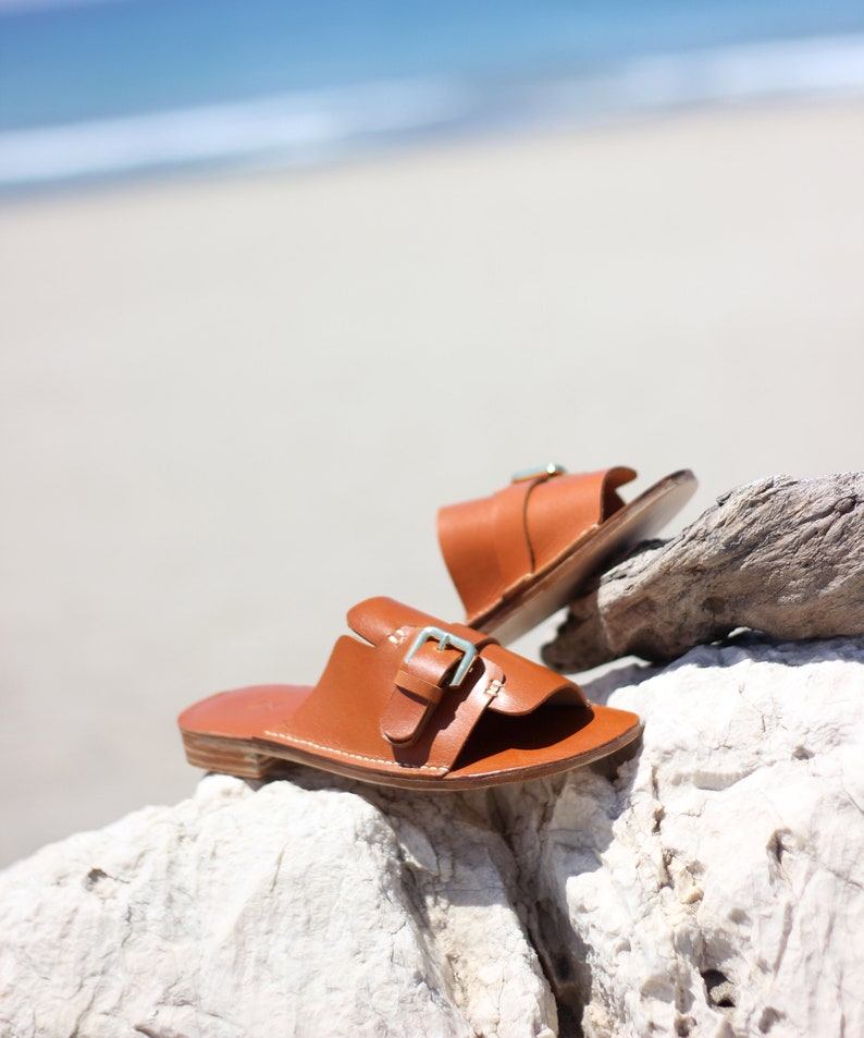 Leather Sandal with Buckle White Leather Sandal Black Leather Sandal Women Sandal Brown Leather Sandal Green Sandal Summer Shoe Tan