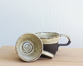 Two Pieces Double Espresso Ceramic Mug Set-Double Espresso Ceramic Cup Set-Handmade Ceramic Mug/Cup with Handle