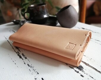 Personalized Long Leather Wallet- Leather Card Case- Leather iPhone Wallet, Vegetable Tanned Wallet Gift For Men- Gift For Women