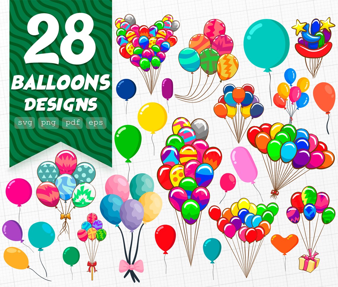 Balloon bundle svg balloon clipart balloon cricutballoon Etsy