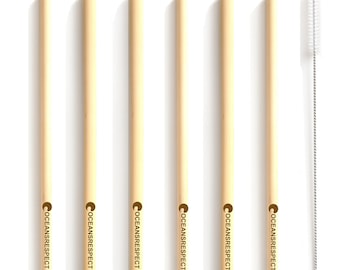 Set of 6 reusable bamboo straws - Bulk