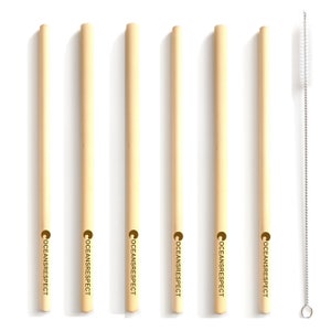 Pack of 6 reusable bamboo straws - Bulk