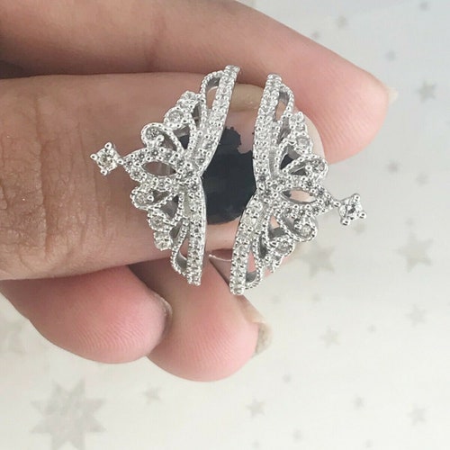 0.80Ct Round Cut Cubic Zirconia shops 14K White Gold Plated 925 Sterling Silver Crown Enhancer Wrap, Diamond Ring Enhancer, Gift For Women's.