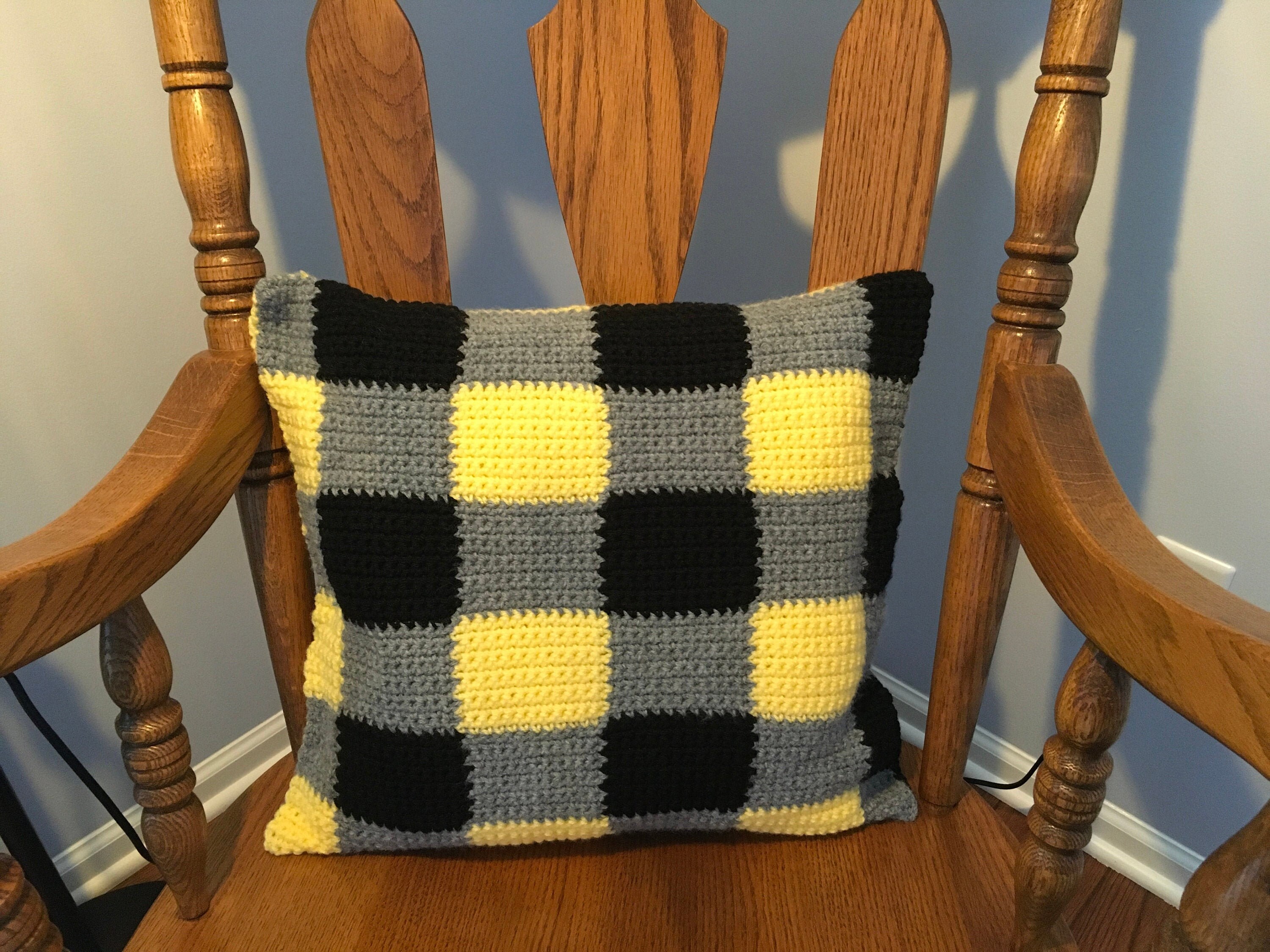 Hand Crocheted Pillow Cover, Buffalo Plaid Pillow Cover Etsy UK