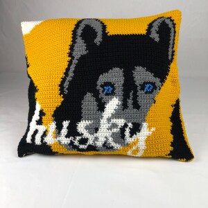 Hand Crocheted Pillow Cover, Husky Pillow Cover