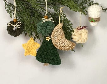 Crochet Christmas Ornaments, Crochet Package Decorations,