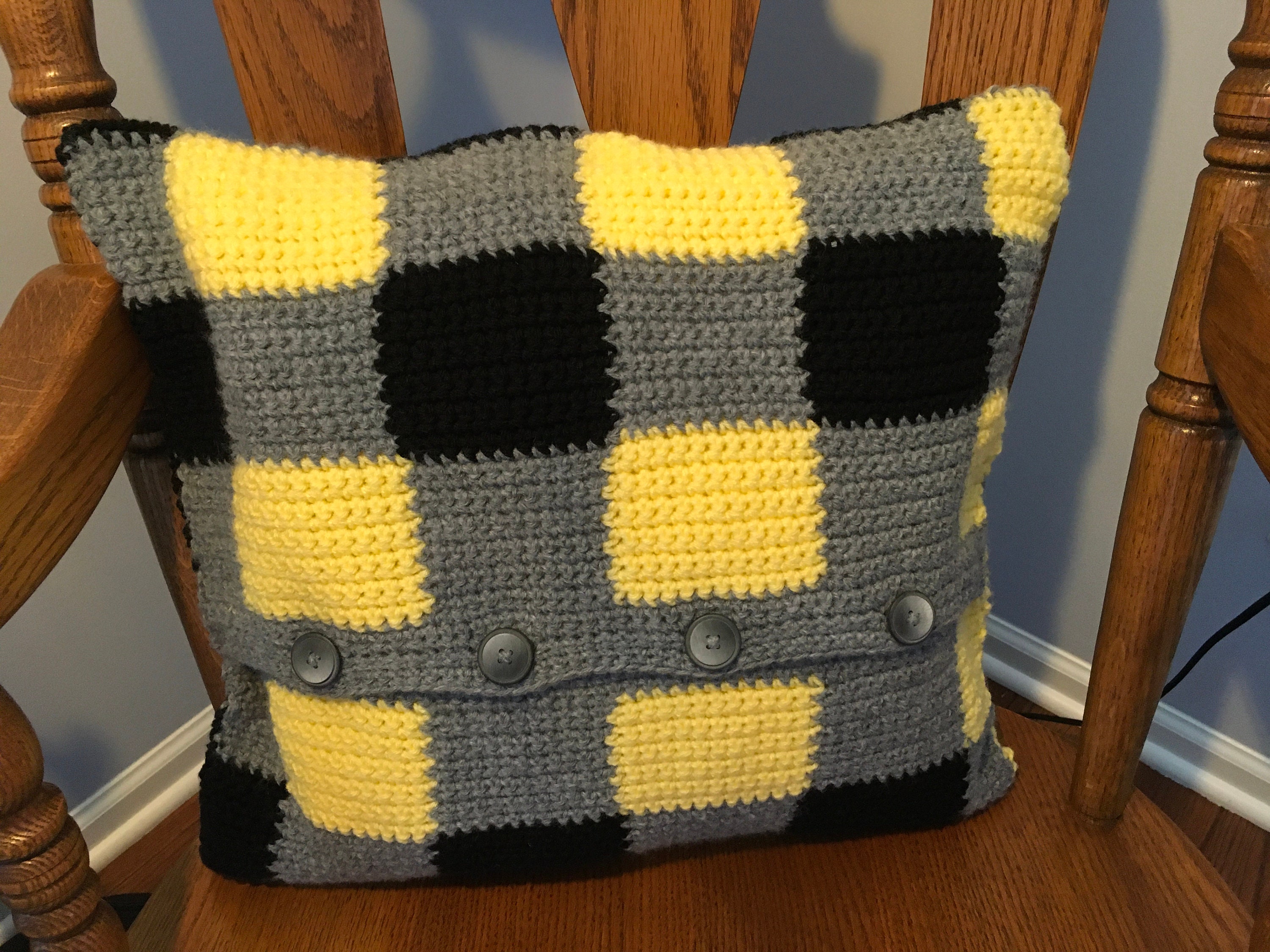 Hand Crocheted Pillow Cover, Buffalo Plaid Pillow Cover Etsy UK