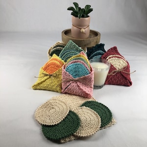 Crochet Spa Set: Cotton Washcloth & Facial Rounds