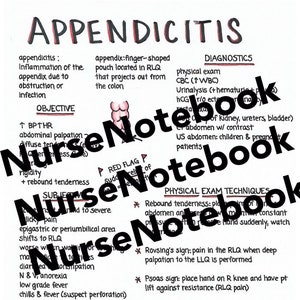 Appendicitis Quick Clinical Guide for NP students, nursing students, physician assistants, clinical, nursing notes, pdf download, tips, RN