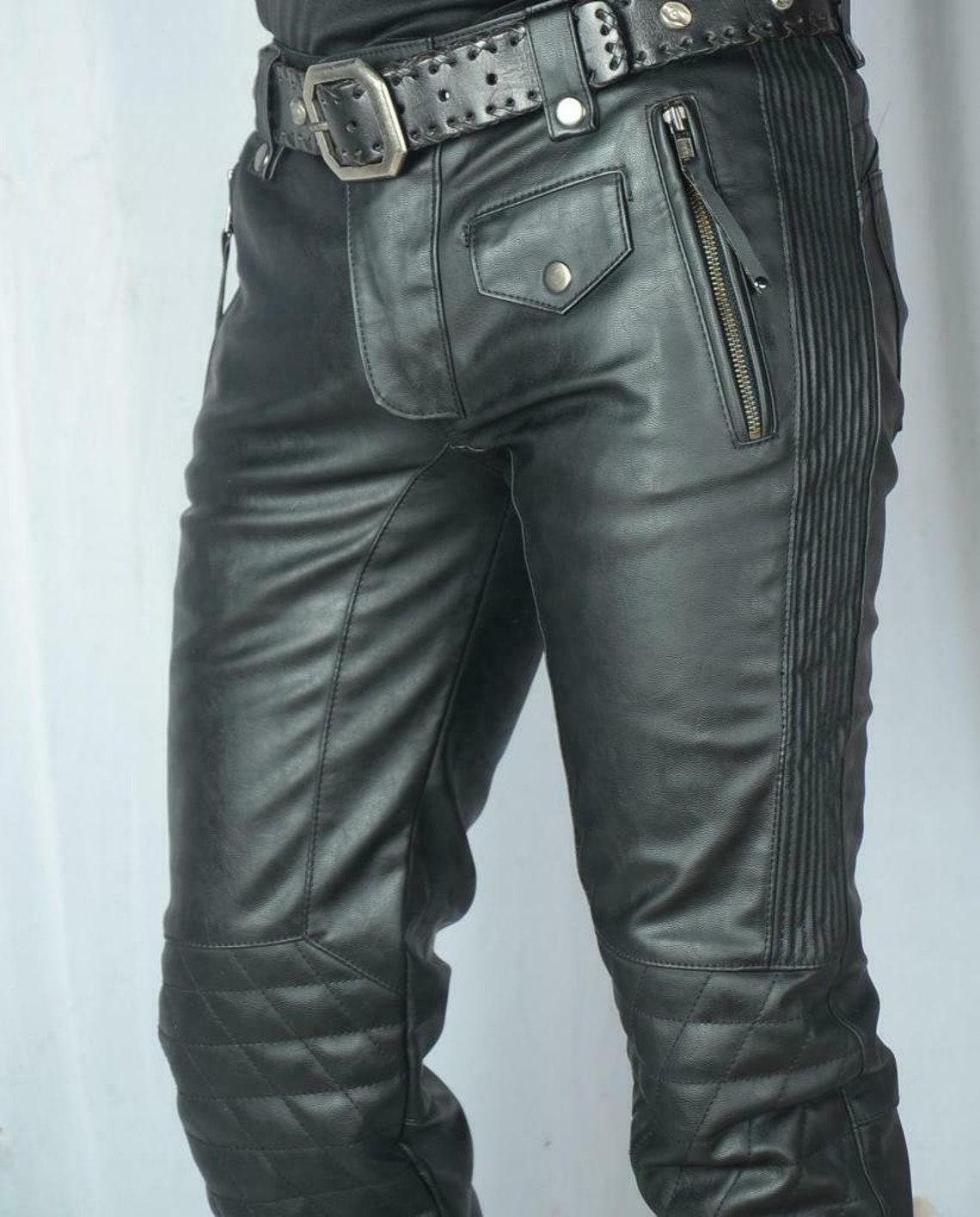 Leather Jeans Leder Pant With Side Stretch Panel Nice Knee - Etsy UK