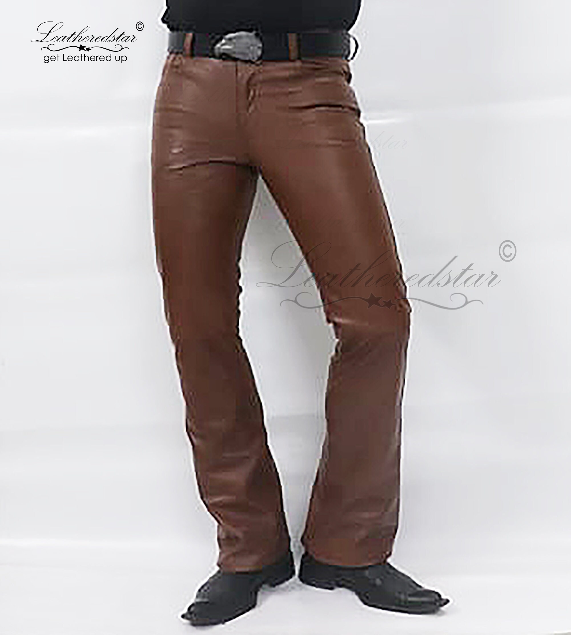 Chikoo Brown Leather Jeans Pant Slimfit Soft Leather Flared - Etsy