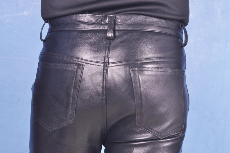 classic causal occasional wear Flair Bell bottom leather jeans pant with 70/'s style front patch pocket made in soft cowhide 517 style