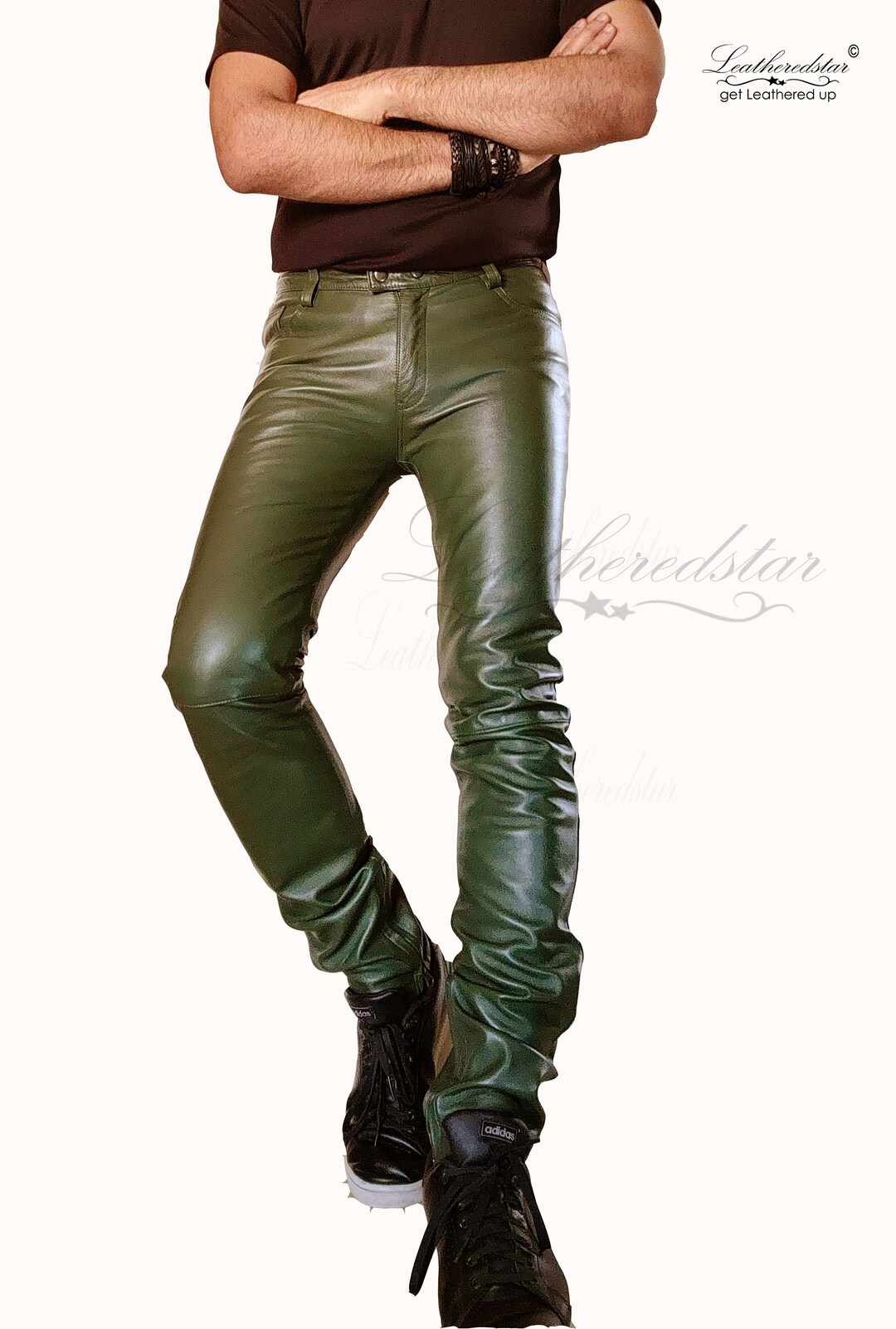 【mnem】Letch Coated Leather Pants HSMQHJWE Womens Leather Pants Size 4 Catsuit For Women