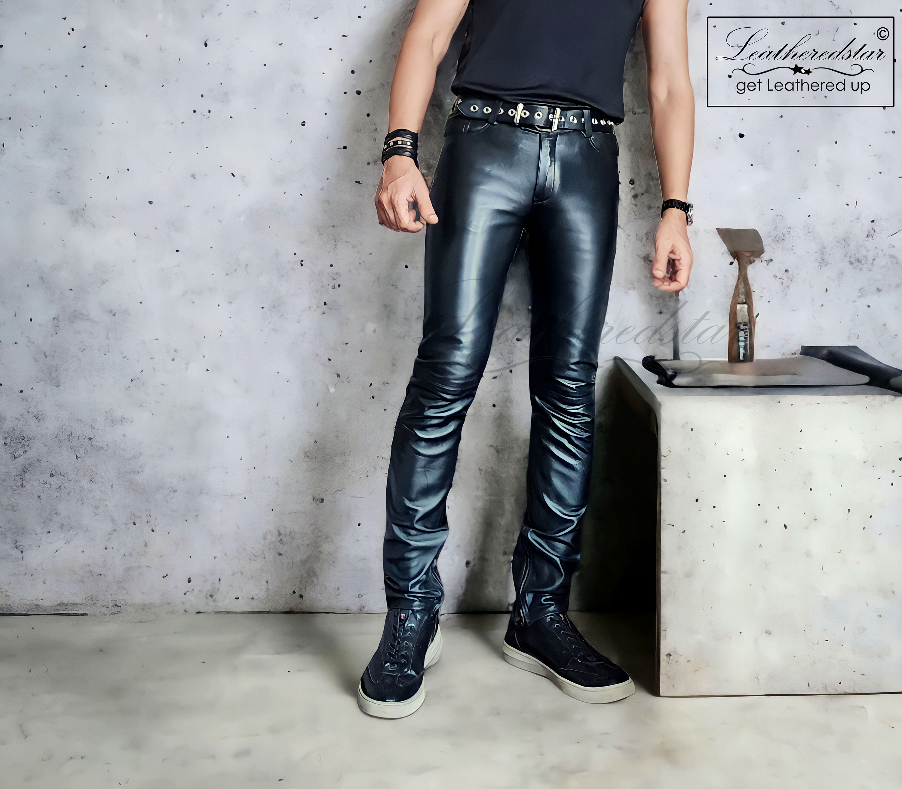Black Leather Skintight Leather Jeans Super SKINNY Leather
