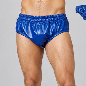 Electric Blue color BREATHABLE Leather underwear, Brief made in soft leather A pair of 2 leather underwears image 1