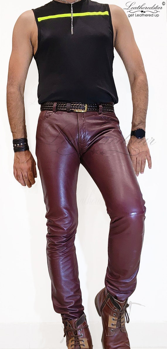 Skin tight deals leather jeans