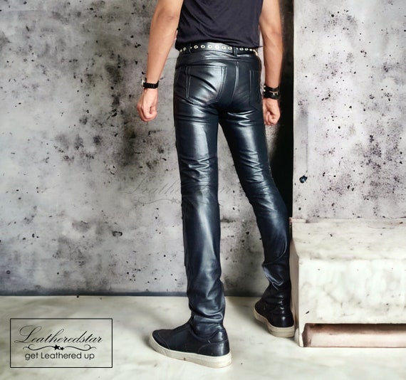 Black Leather Skintight Leather Jeans Super SKINNY Leather Pant Causal Wear  Leather Love 