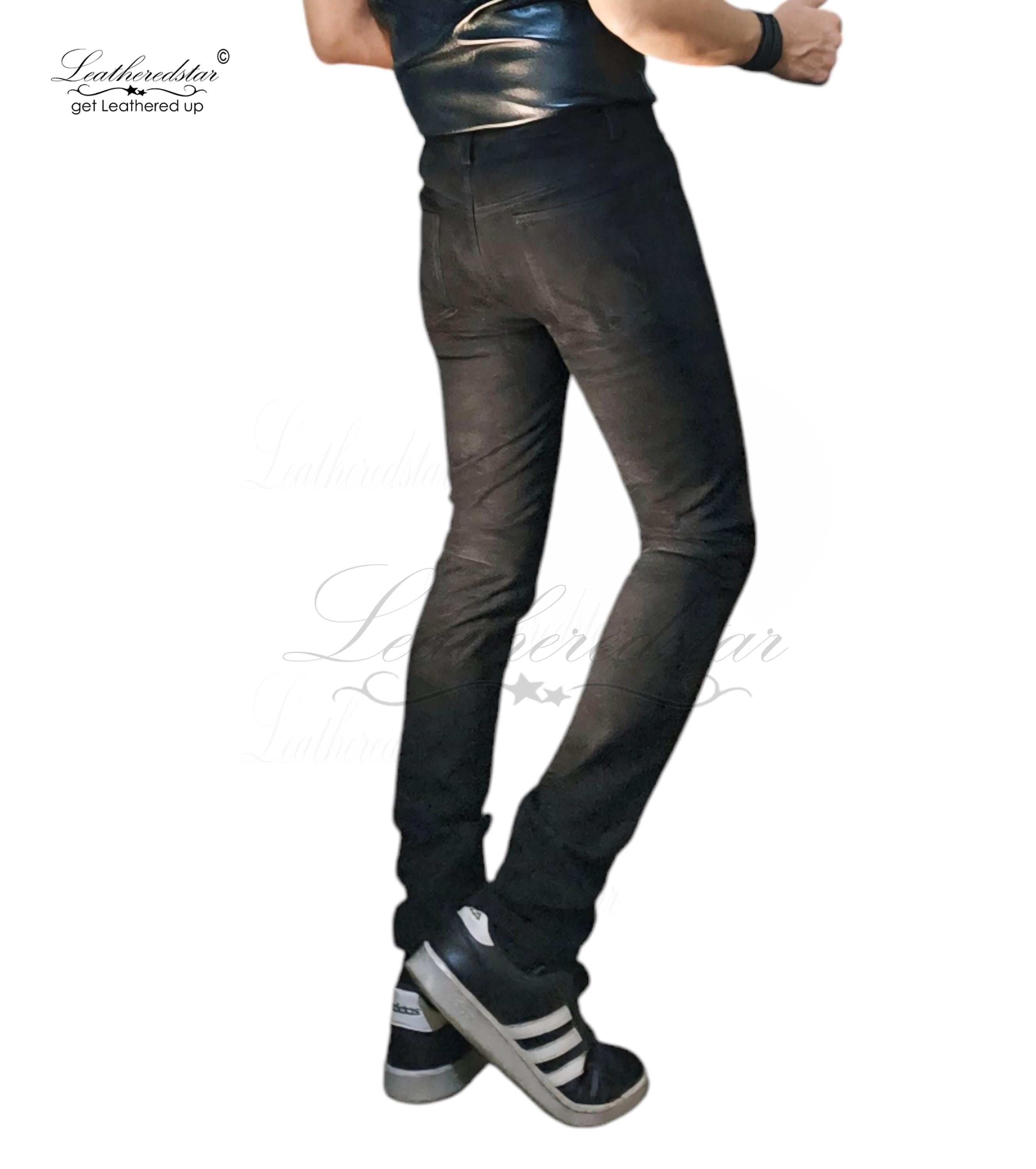 Mens Black Coated Jeans - Etsy