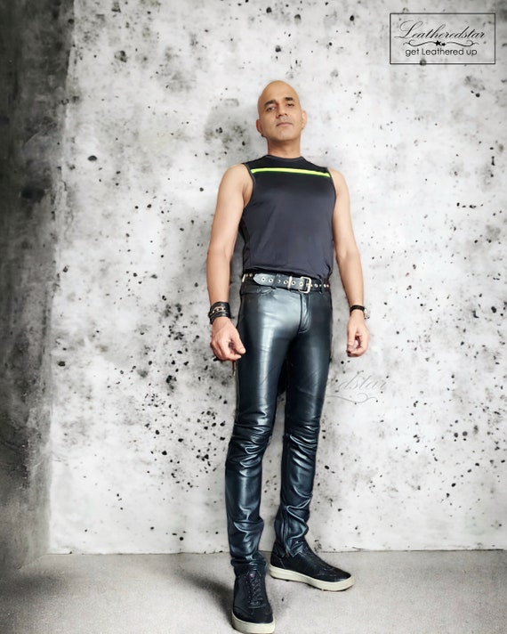Skin tight leather best sale jeans