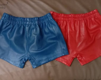 Electric Blue color  Boxer style BREATHABLE Leather underwear, Brief made in soft leather A pair of 2 leather underwears