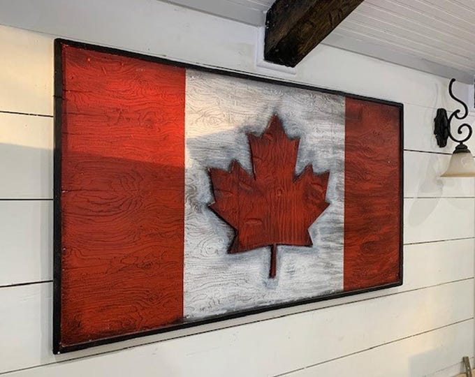 Handmade Rustic Wood Canadian Flag | Canada Decor and Gift | Canada Day ...