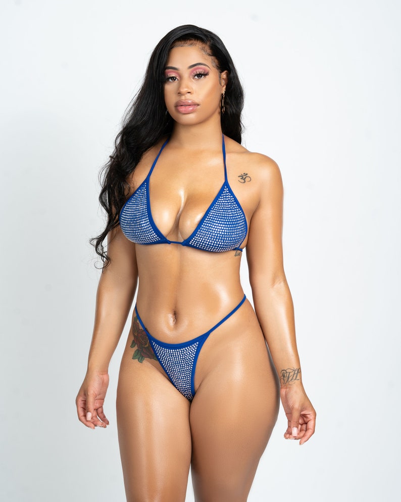 Rhinestone 2 piece bathing suit Etsy