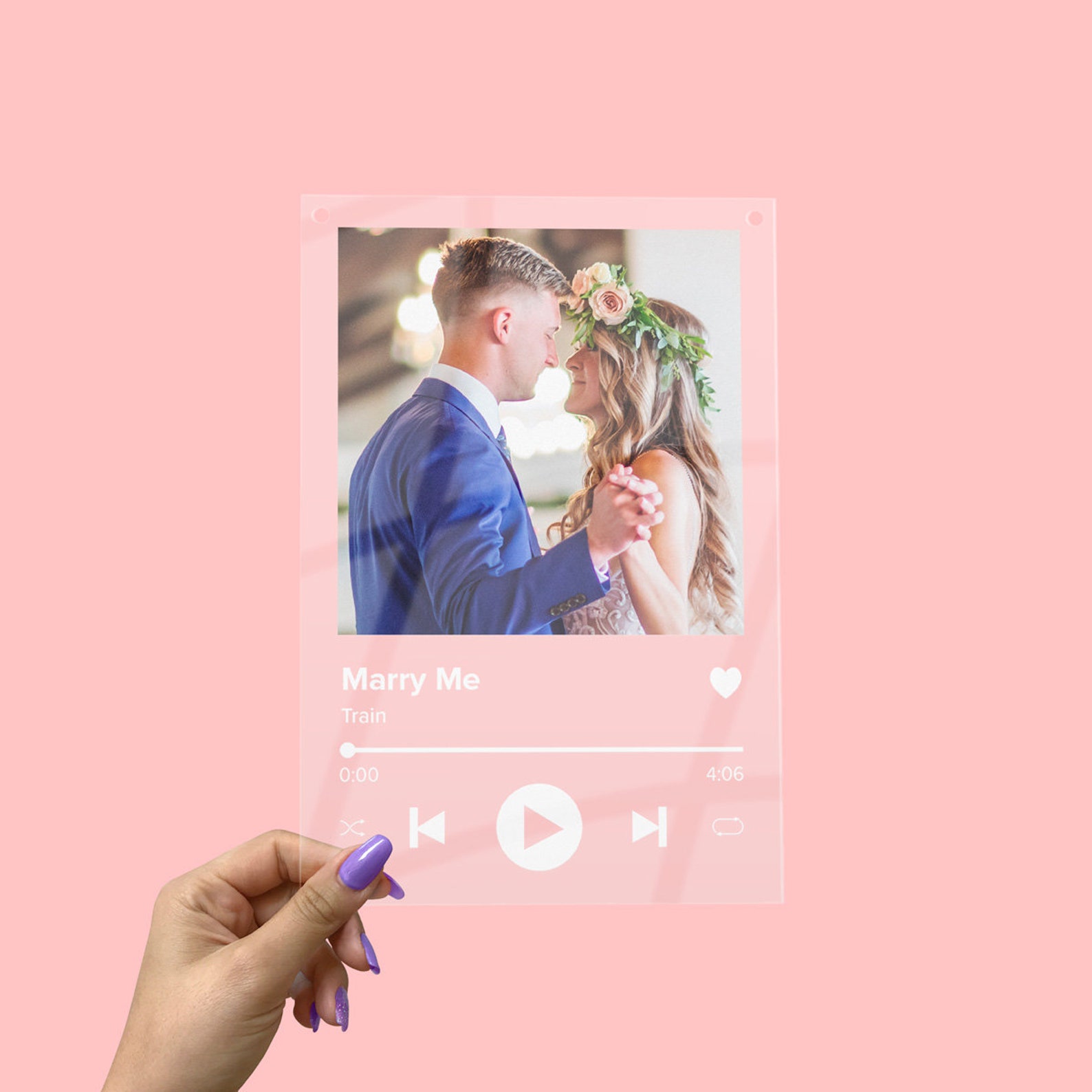 Personalized Clear Acrylic Spotify Music Album Cover Display With 