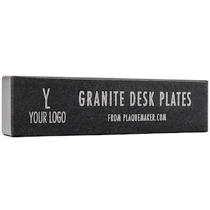 Personalized Black Granite Nameplate -Laser Engraved or UV Color Printed-- The Perfect Gift to Celebrate A New Job, Promotion, or New Office