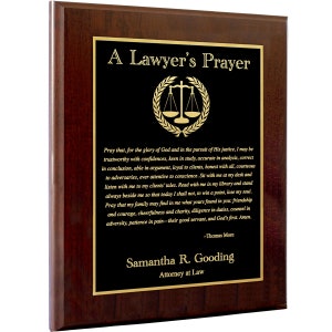 10.5 x 13" Customizable Lawyer's Prayer Plaque - Thank or Congratulate an Attorney or Celebrate a Law Student's Accomplishments